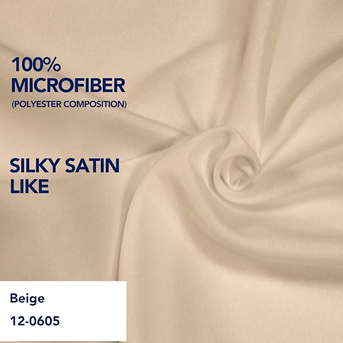 PureFit Wrap Around Ruffled Bed Skirt with Adjustable Elastic Belt - 18 Inch Drop Easy to Put On, Wrinkle Free Bedskirt Dust Ruffles, Bed Frame Cover for Twin, Twin XL and Full Size Beds, Beige