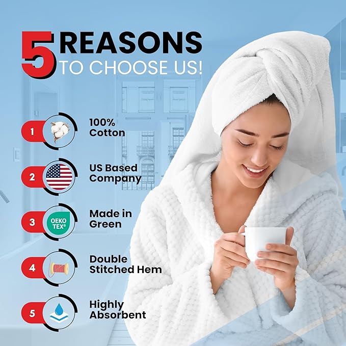 Infinitee Xclusives 100% Cotton Luxury Bath Towels Set of 2 (27x54 Inches) (Brilliant White, Bath Towels - Pack 2)