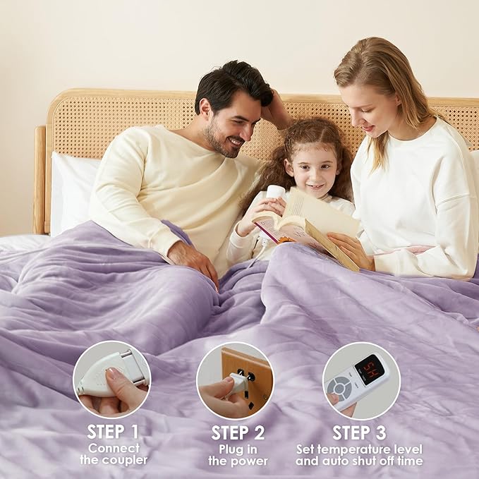 EHEYCIGA Heated Blanket Electric Blanket Throw - Heating Blanket with 9 Heating Levels & 10 Hours Auto Off, Soft Cozy Sherpa Washable Blanket with Fast Heating, 50 x 60 Inches
