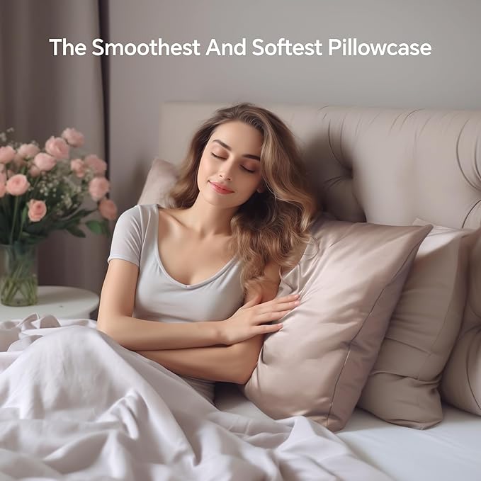 INFIIXSO Silk Pillow Cases 2 Pack Standard Size, Ultra Smooth & Soft Mulberry Silk Pillow Case for Hair and Skin, Breathable Cooling Silk Pillowcase with Hidden Zipper (Caramel, 20x26 Inches)