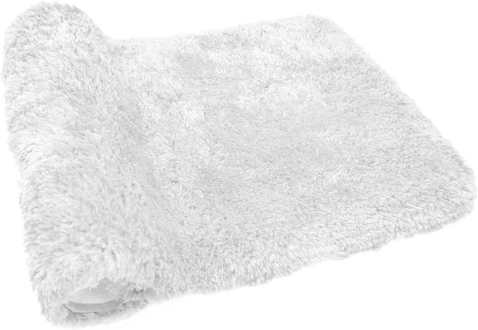 FIFU Bathroom Rugs 20" W x 32" L, Bath Mat for Bathroom, Bedroom, Laundry Room & Kitchen, Non-Slip Rubber Latex Backing, Extra Soft and Absorbent Microfiber Carpet, Machine Washable Rug, White
