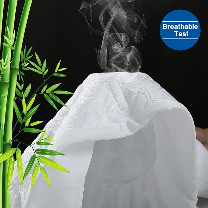 Twin XL Mattress Protector 100% Waterproof,Cooling Breathable Mattress Cover for Single College Dorm Fitted 8-21" Mattress Vinyl-Free (Beehive,Twin XL)