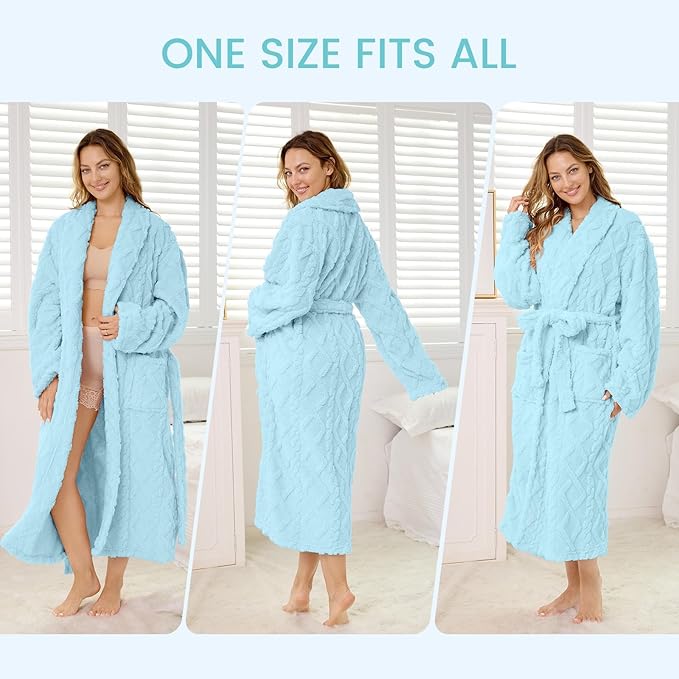 MIZZEO Microfiber Robes for Women, Cozy Soft Warm Plush Women Robe Plush Long Bathrobe
