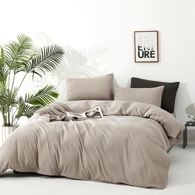 Cottonight Beige Khaki Comforter Set Twin Light Khaki Bedding Comforter Set Light Champagne Solid Blanket Quilts Modern Soft Breathable Light Cream Taupe 3 Piece Bedding Set for Twin Bed