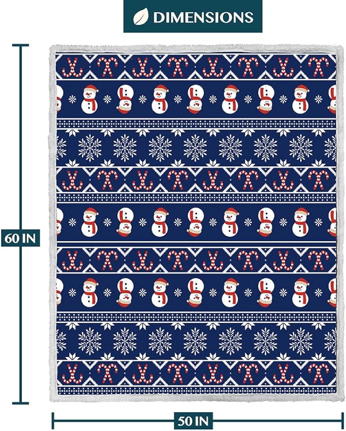 PAVILIA Premium Christmas Sherpa Throw Blanket | Christmas Decoration Gift, Fleece, Plush, Warm, Cozy Reversible Microfiber Holiday Blanket | Blue Christmas - 50x60