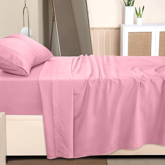Utopia Bedding Twin Bed Sheets Set - 3 Piece Bedding - Brushed Microfiber - Shrinkage and Fade Resistant - Easy Care (Crystal Pink)