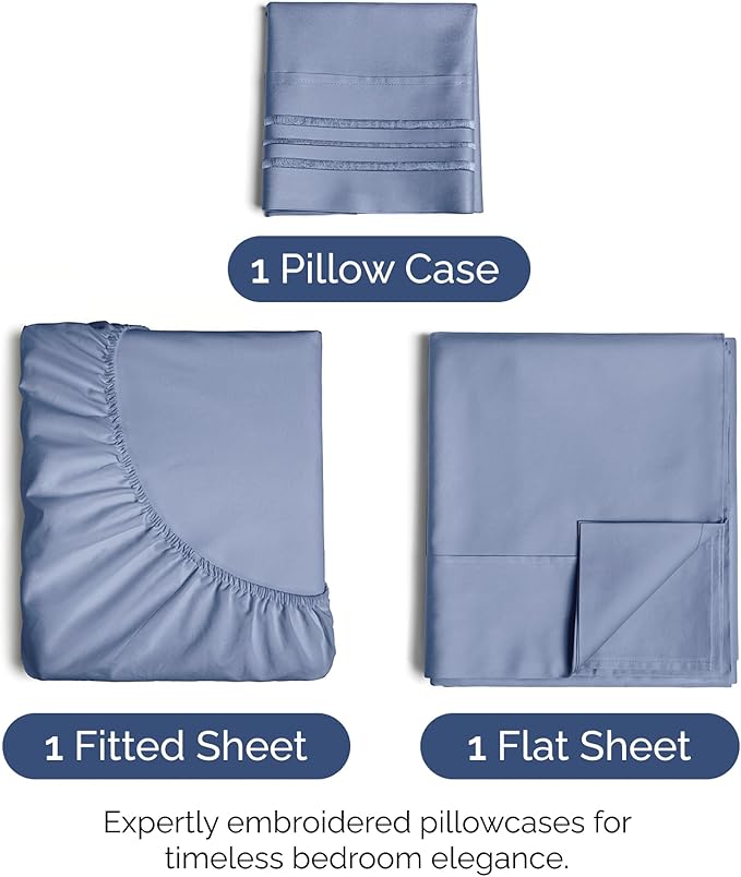 Twin Size 3 Piece Sheet Set - Extra Soft, Breathable & Cooling - Hotel Luxury Durable Bed Sheets - Deep Pockets, Easy-Fit & Wrinkle-Free - Dusty Purple Oeko-Tex