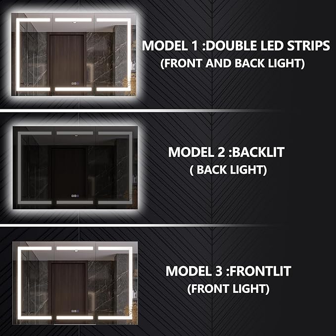 Lighted Medicine Cabinet with Mirror 54"x36" Recessed LED Medicine Cabinet Mirror, Front&Backlit, Anti-Fog, Stepless Dimming, 3-Color Temperatures, Magnifier, 2 Outlets, Storage Shelves, ETL Certified