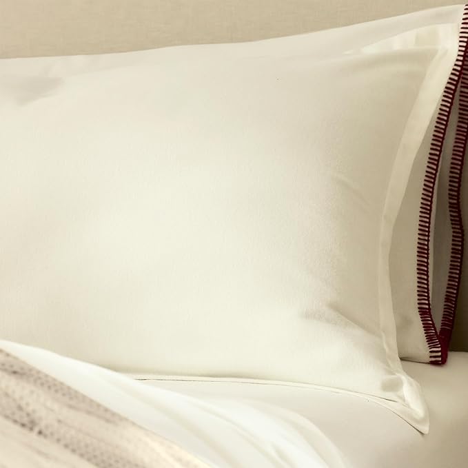 BOLL & BRANCH Flannel Duvet Set - King/Cal King, Cream - Luxury 100% Organic Cotton - 1 Duvet Cover, 2 Shams - Velvety Soft, Warm & Breathable Weave