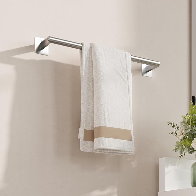 USHOWER Brushed Nickel Towel Bar, 18 Inch Towel Racks for Bathroom Wall Mounted, Heavy Duty Stainless Steel Towel Holder, Easy Installation (Total Length 20 Inch)