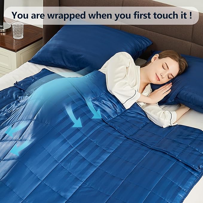 Weighted Blanket Queen Size (60"x80" 17lbs),Ultra Soft and Cozy Cooling Weighted Blanket Queen Size for Adult,Heavy Blanket with Machine Washable Soft Blanket, Navy Blue