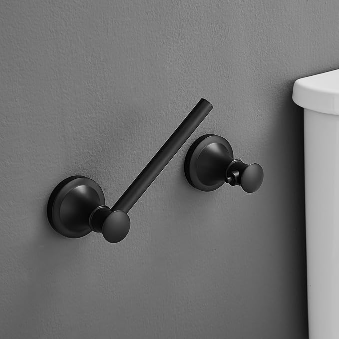 Hoimpro Wall Mounted Rustproof Toilet Tissue Paper Holder Bathroom Accessories Toilet roll Paper Hanger, Black