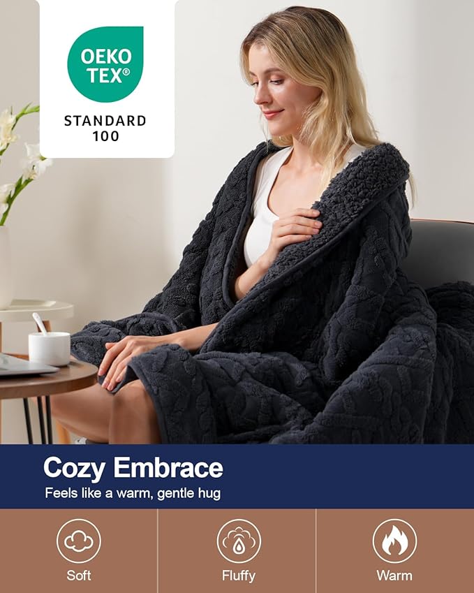 Super Fuzzy Soft Sherpa Fleece Weighted Blanket, 15 lbs Dual Sided Fluffy Heavy Weighted Blankets for Adults - No Bunching with Double Layers of Soft Inner Lining (60"x 80", 15 Pounds)