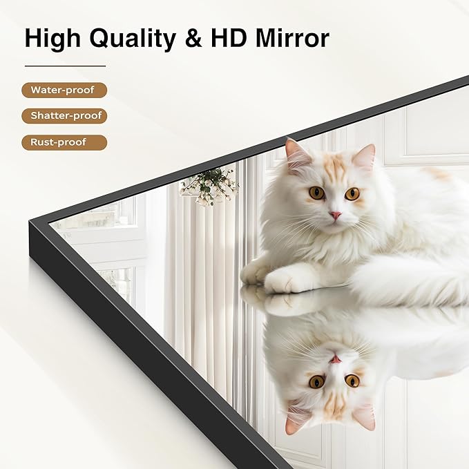 Black Bathroom Mirror for Wall, 60x36 Inch Rectangle Mirrors with Metal Frame, Large Modern Vanity Wall Mirror for Bathroom Living Room, Entryway Hangs Horizontal or Vertical