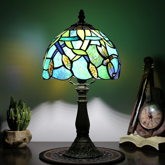 Tiffany Table lamp for Bedroom Bedside Nightstand Table Lamps for Living Room 3 Way Color Temperatures Stained Glass Table Lamp 8X8X15 Inch Home Office Reading Desk Lamp (Ear of Wheat)