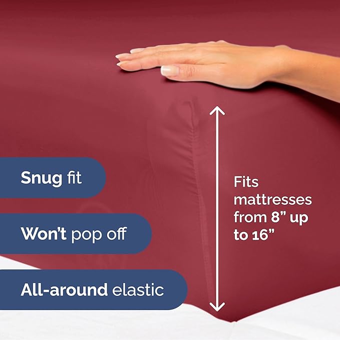Queen Size 4 Piece Sheet Set - Extra Soft, Breathable & Cooling Sheets - Hotel Luxury Durable Bed Sheets for Women & Men - Deep Pockets, Easy-Fit & Wrinkle-Free Sheets - Berry Oeko-Tex Bed Sheet Set