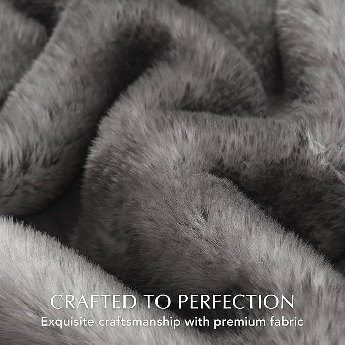 EVERGRACEHOME Ultra Soft Luxury Fluffy Mink Faux Fur Throw Blanket, Thick Warm Fall Winter Blankets for Bed, Couch, Cozy Plush Reversible Blanket for Chair, Sofa (Ombré Silver Onyx, 60"x80")