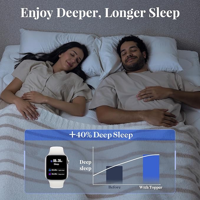 OhGeni Cooling 4 inch Dual Layer Twin XL Mattress Topper for College Dorm Room Essentials, 2 inch Gel Memory Foam, 2 inch Down Alternative Pillow Top Pad, Mattresses Cover for Bed, 6”-19” Deep Pocket
