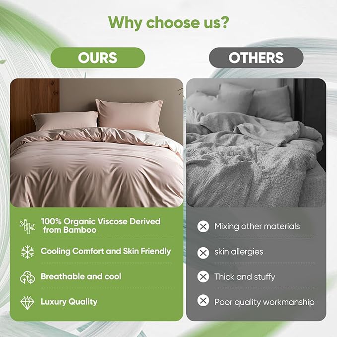 TWK Luxury Sheet Set, Genuine 100% Viscose Derived from Bamboo, Cooling & Breathable, Silky Soft, Bedding Sheets & Pillowcases (Sand, Full)
