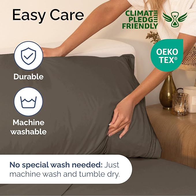 Cal King Size 4 Piece Sheet Set - Extra Soft, Breathable & Cooling - Hotel Luxury Durable Bed Sheets for Women & Men - Deep Pockets, Easy-Fit & Wrinkle-Free - Taupe Brown Oeko-Tex