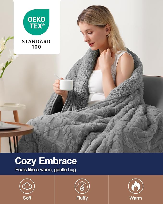 Super Fuzzy Soft Sherpa Fleece Weighted Blanket, 15 lbs Dual Sided Fluffy Heavy Weighted Blankets for Adults - No Bunching with Double Layers of Soft Inner Lining (48"x 72", 15 Pounds)