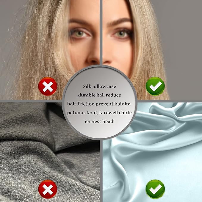 Mulberry Silk Pillowcase for Hair and Skin Pillow Case with Hidden Zipper Soft Breathable Smooth Cooling Silk Pillow Covers for Sleeping (Haze Blue, King（20"X 36"）)
