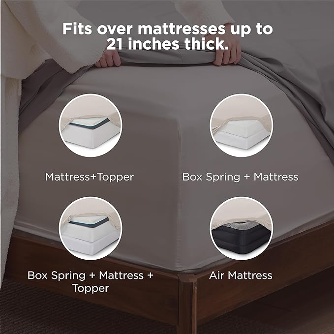 Bedsure Deep Pocket Full Size Bed Sheets Set - Fits Mattresses Up to 21 Inches Thick - 4 Piece GentleSoft Bed Sheets, Moisture Wicking, Soft & Cooling Bedsheet & Pillowcases, Easy & Secure Fit, Linen