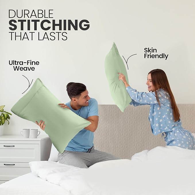 Pillow Covers by Utopia Bedding - Queen Size 2-Pack – Soft Brushed Microfiber – Perfect for Hospitals, Hotels, Guest Rooms – Oeko-TEX Certified, 20x30 Inches (Sage)