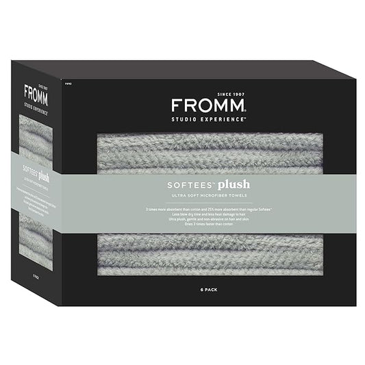 Fromm Softees Plush Microfiber Salon Hair Towels - Ultra Soft Fast Drying Towel for Hair, Hands, Face – Use at Home, Salon, Spa, Barber – 20" x 34" - Extra Durable and Absorbent - Sage Green, 6 Count