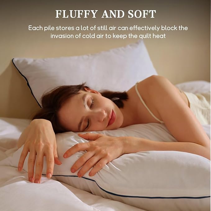 BHZ King Size Pillows Set of 4 Feather Down Hotel My King Pillows Bed Goose Pillow Luxury 4 Pack Pillow for Sleeping Side Sleepers Soft Support Gifts
