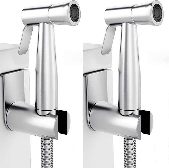 Purrfectzone 2 Pack Bidet Sprayer for Toilet, Handheld Bedet Shower Kit, Easy-to-Install Toilet Bidet Shattaf, Hand Held Stainless Steel Bedet with Adjustable Flow, Handheld Cloth Diaper Set