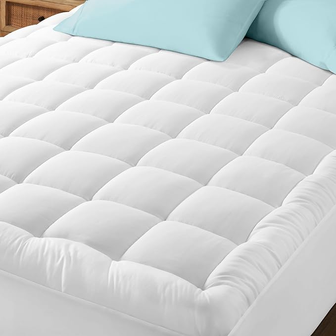 Bare Home Twin XL Mattress Topper Cotton Top - Twin Extra Long - Soft Plush Topper for Mattress - College Dorm Room Essentials - Cooling Breathable Air Flow - 8" to 21" Deep Pocket (Twin XL, White)