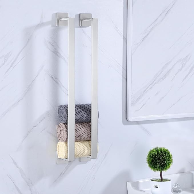LANC 20-Inche Hand Towel Bars for Bathroom Wall Mounted 40-CM Brushed Nickel Bath Towel Racks Total-22” Towel Rods Stainless Steel Towel Rails for Toilet Towel Holder Towel Hanger, A8804BN-5P1