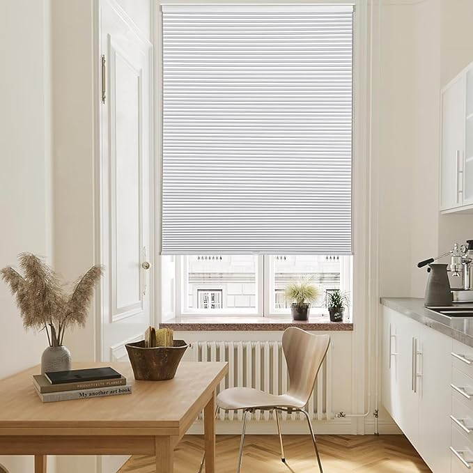 MYshade 1.5-Inch Cellular Cordless Blackout Shades,Thermal Insulating Noise Reducing Waterproof Blinds,Honeycomb Window Treatments for Indoor Light Control (White-35.5" W x 72" H)