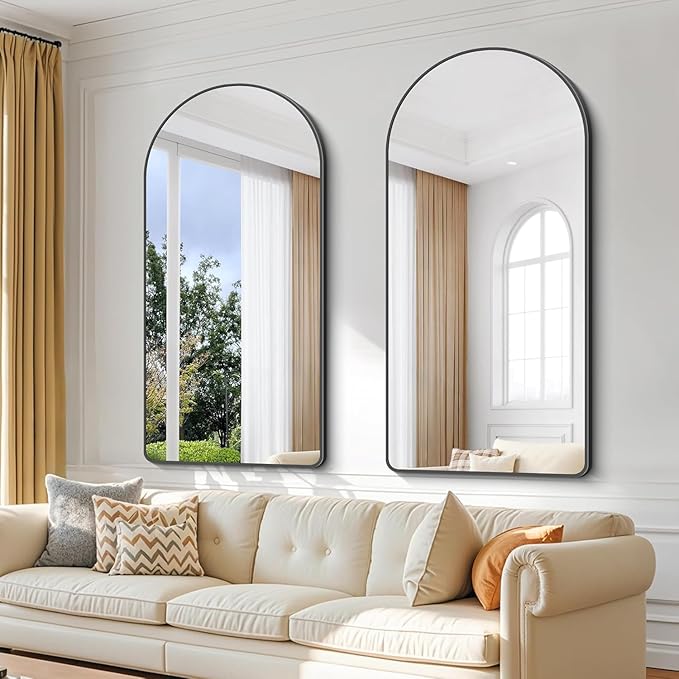 GLASHOM Arched Bathroom Mirror, 30"x50" Black Arched Mirror for Bathroom, Wall Mounted Mirror, Vanity Wall Mirror Metal Frame for Bedroom, Entryway, Living Room, Vertically Hanging