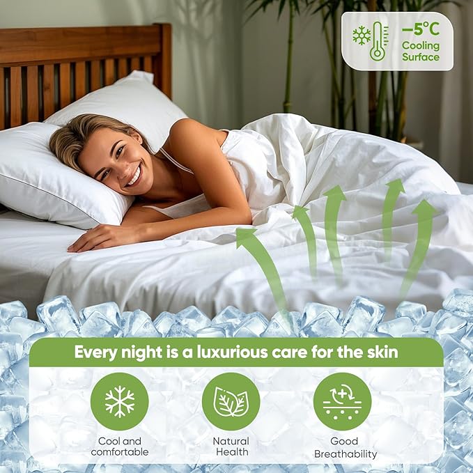 TWK Luxury Sheet Set, Genuine 100% Viscose Derived from Bamboo, Cooling & Breathable, Silky Soft, Bedding Sheets & Pillowcases (White, California King)