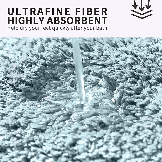 FIFU Bathroom Runner Rug 24" W x 60" L, Bath Mats for Bathroom, Bedroom & Kitchen, Non-Slip Rubber Latex Backing, Comfort & Soft Shower Bathmat & Carpet for Sink, Home & Hallways, Teal