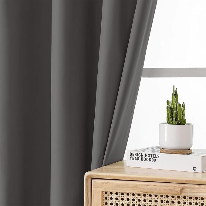 Joydeco Blackout Curtains, 2 Panels Sets, 52x72 Inches, Grey, Grommet, Thermal Insulation, Room Darkening, for Bedroom & Living Room