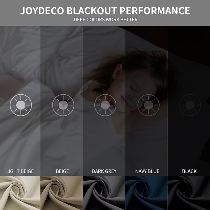 Joydeco Blackout Curtains 63 Inch Length 2 Panels Set, Thermal Insulated Long Curtains & Drapes 2 Burg, Room Darkening Grommet Drapes for Bedroom Living Room Windows (W42 x L63 Inch, Brown)