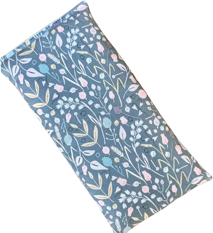 Microwave Heating Pad Flax Seed, Scented Unscented, Good for Back Pain Cramps, Moist Heat Therapy Ice Pack, Microwavable Bean Bag, 6" x 12" (Green Floral, Lavender & Peppermint)