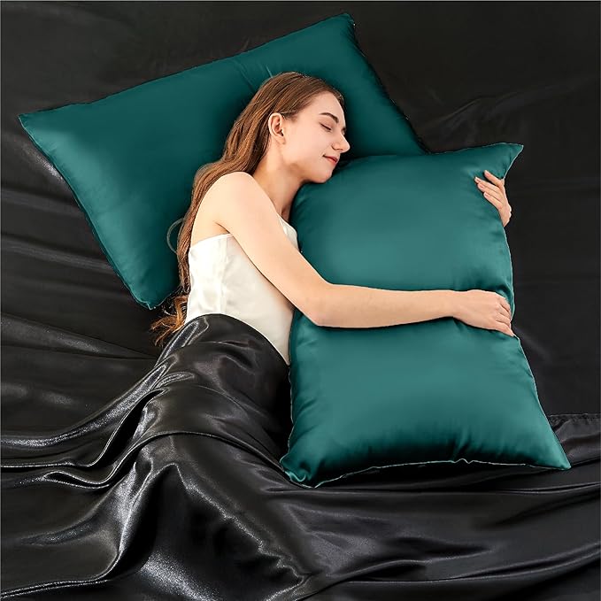 INFIIXSO Mulberry Silk Pillowcase for Hair and Skin, Silk Pillow Cases Queen Size with Hidden Zipper 20x30 Inches, Super Smooth and Soft Cooling Pillow Cases for Hot Sleepers(Teal, 1 Pack)