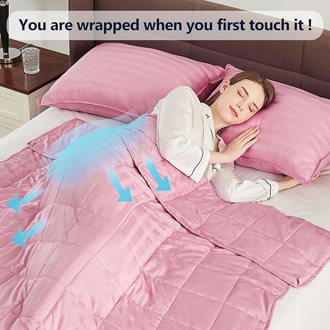 Weighted Blanket Queen Size (60"x80" 20lbs),Ultra Soft and Cozy Cooling Weighted Blanket Queen Size for Adult,Heavy Blanket with Machine Washable Soft Blanket, Pink