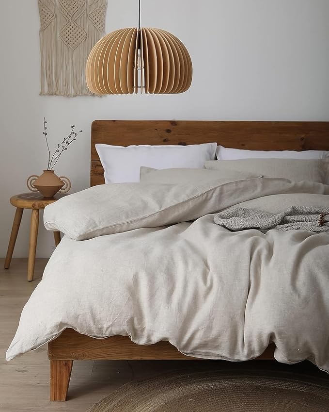 XZ XIFA Linen Duvet Cover California King, 100% Washed French Flax Linen Bedding Set with Zipper Closure, Cooling & Textured Bed Sets for Hot Sleepers(1 Duvet Cover, 2 Pillowcases)