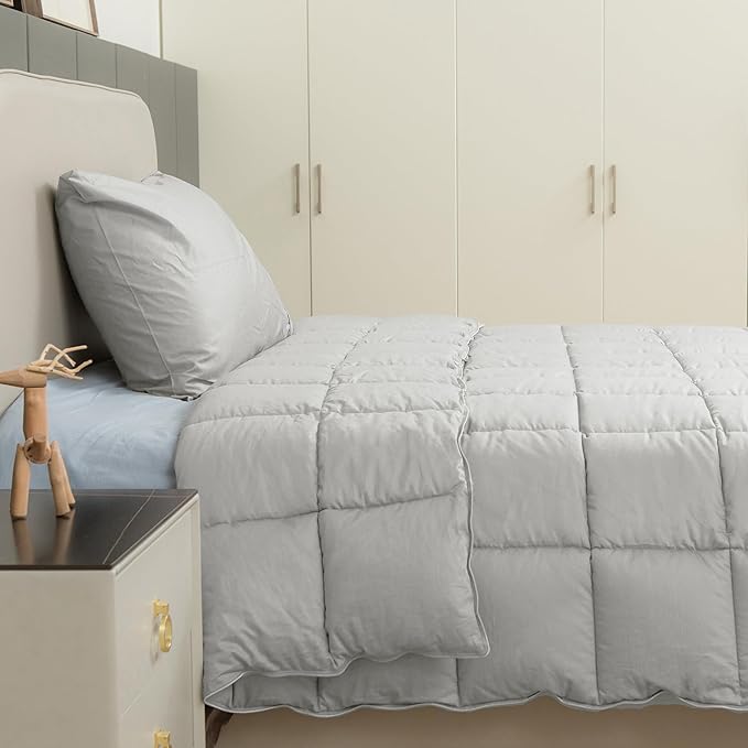 sunflower California King Duvet Insert Comforter Down Alternative Filling Cotton Shell All Season Hypoallergenic Warm Breathable Noiseless Machine Washable 96"x102" with Corner Taps Silver Gray