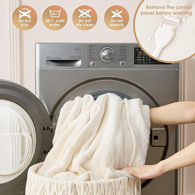 EHEYCIGA Heated Blanket Electric Blanket Full Size - Heating Blanket with 9 Heating Levels & 10 Hours Auto Off, Soft Cozy Sherpa Washable Blanket with Fast Heating, 72 x 84 Inches