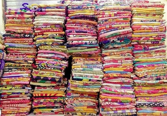 Wholesale Mix lot Tribal Kantha Quilts Reversible Vintage Cotton Bedspread Sari Throw Old Assorted Patches Bed Cover Rally (1 Pc)