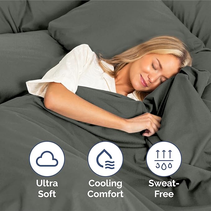 King Size 4-Piece Sheet Set - Extra Soft, Breathable & Cooling - Hotel Luxury Durable Bed Sheets - Deep Pockets, Easy-Fit & Wrinkle-Free - Dark Slate Grey Oeko-Tex
