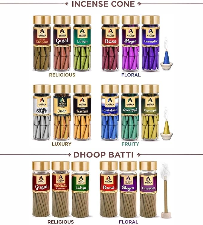 The Aroma Factory Kesar Chandan Agarbatti for Pooja, Luxury Incense Sticks, Low Smoke and Zero Charcoal, Meditation (Bottle Pack of 1, 100 Gram) 4 Cm X 4 Cm X 26 Cm Multicolour