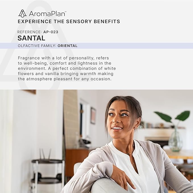 AromaPlan Hotel Scents Santal 5 Fl Oz (148ml), Home Luxury Aroma & Hotel Fragrance Diffuser Oil- Hotel Diffuser Oil for Aromatherapy- USA Made, Bigger Bottle, Bolder Aroma & Longer Lasting