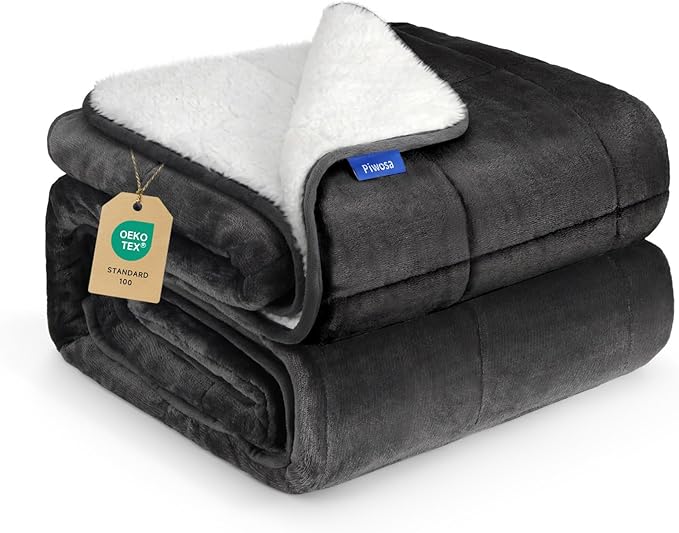 Weighted Blanket Twin Size 10 Pounds 48x72 inches, Sherpa Fleece Throw Blanket for Teens with Soft Plush Flannel Top, Fuzzy Fluffy Cozy Warm and Thick Heavy Blanket for Winter